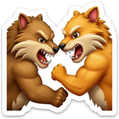 brutal fight between two animal sticker