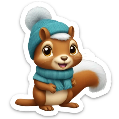 squirrel wearing a toboggan  sticker