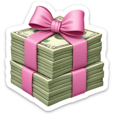 Stack of money with pink bow  sticker