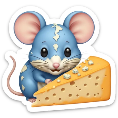 Mouse eating cheese and Blue cheese  sticker
