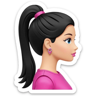 Barbie ponytail silhouette in solid color sticker