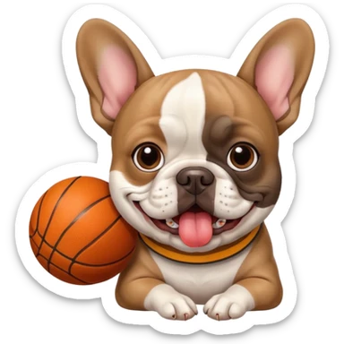 French bulldog with basketball  sticker