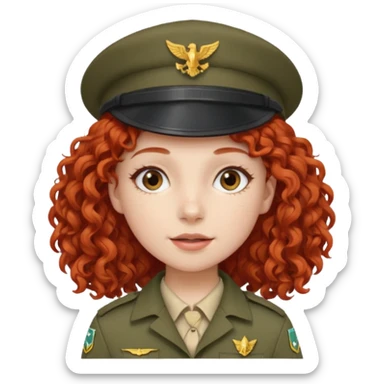 scout girl with red curly hair and uniform and hat sticker
