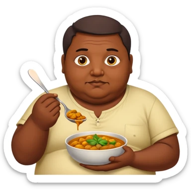 Obese Bengali man eating curry  sticker