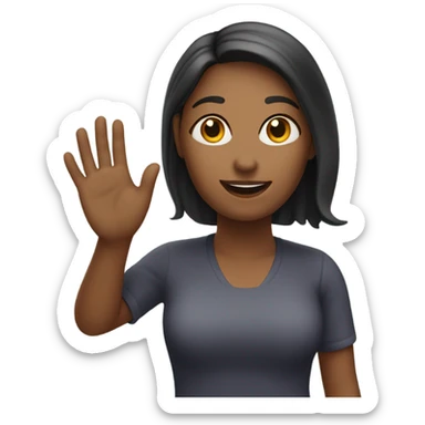 Create an emoji of a woman under 30 years old with a hand waving. sticker