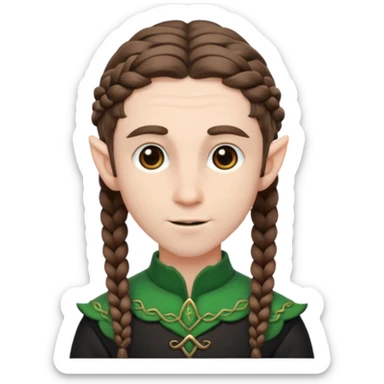 elves with braided brown  hair man black dree sticker
