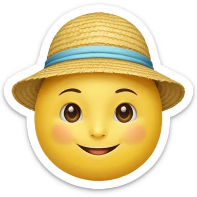 A lemon with a straw beach hat, smiling cutely.































 sticker