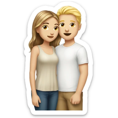 White girl with brown hair kissing white boy with blond hair sticker