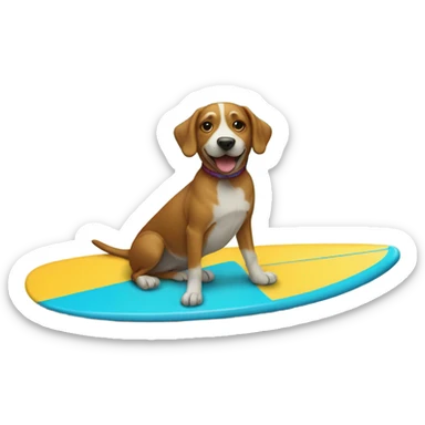 dog on surfboard sticker