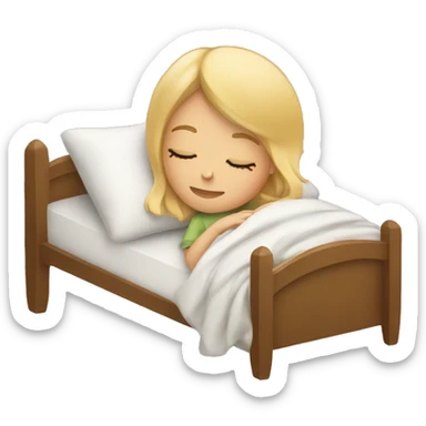Blond girl sleeping in cozy bed sticker