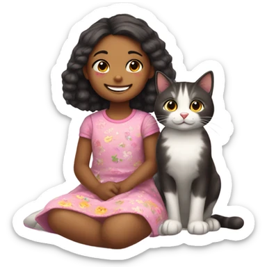 Gute cat and a little girl in the middle of nowhere  sticker