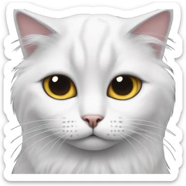 Black and white Turkish angora cat doing sad eyes sticker