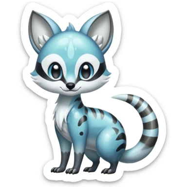 Icy Clear Glossy Glassy Gassy Mossy Glacéd Glazed Glazier Iced Meloetta-Vernid-Trico-Sergal-Civet-Fakémon-creature-hybrid sticker