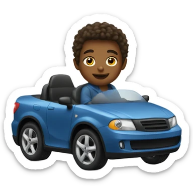 boy driving car sticker