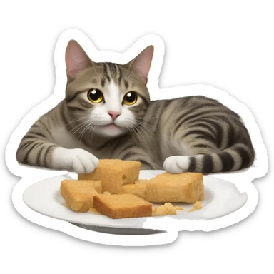 a cat eating a ca sticker