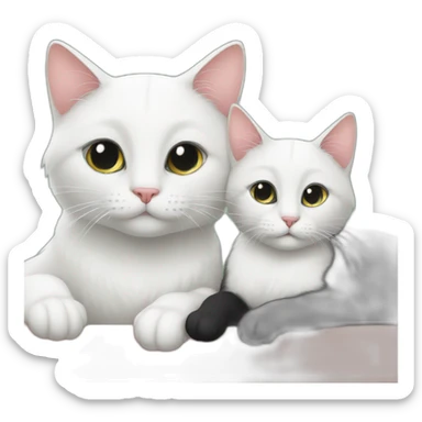 White and black cat love sticker