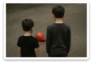 aravani bir baloni singanini tasvirla uning oldida aka uka homush turishibdi yuzlari ko'rinmasa ham bo'ladi sticker