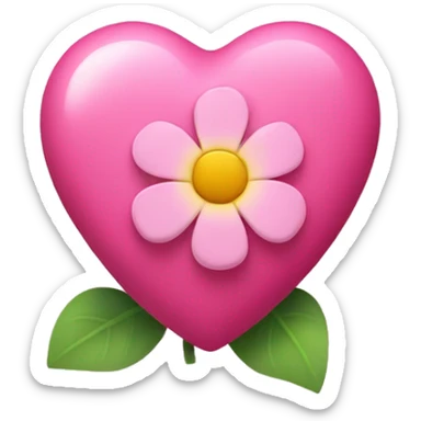 a pink heart with a flower inside sticker