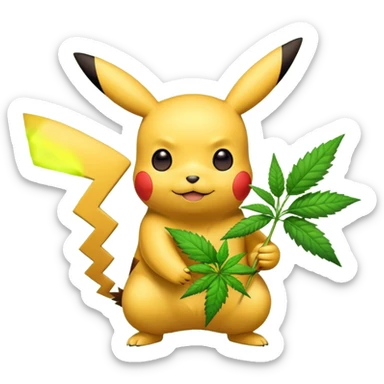 Pikachu and weed sticker