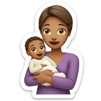 mom holding newborn baby girl sticker