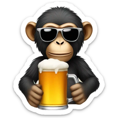 Create a beer drinking monkey wearing sunglasses sticker