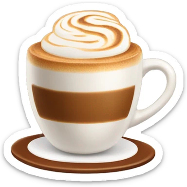 Cappuccino with latte-art in brown mug sticker