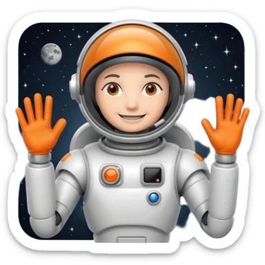 retro robot Astronaut in white EVA suit with silver visor helmet sticker