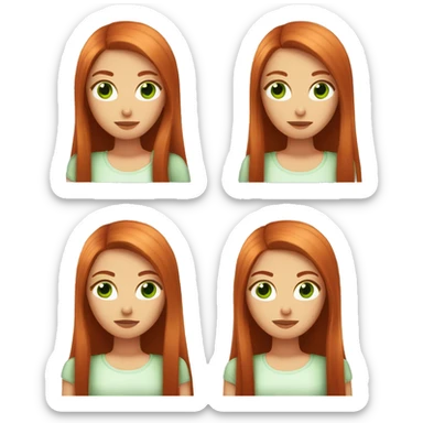 red-haired girl with straight long hair and green eyes kissing sticker