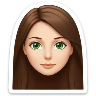 Pretty 43 year old woman with green eyes and long straight Ash-brown hair  sticker