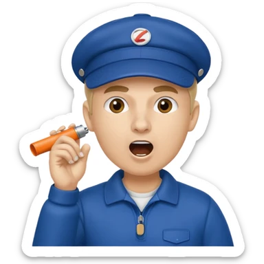 A coach with a cap and whistle, shouting instructions energetically. sticker