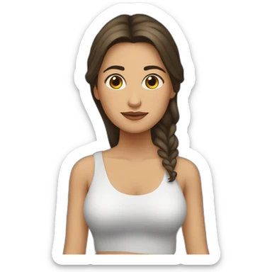 Mujer morena de pelo largo posando de cuerpo entero sticker