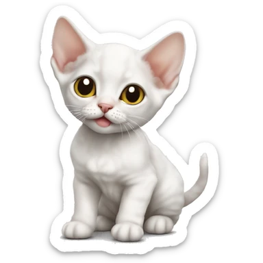 White Devon Rex kitten  sticker