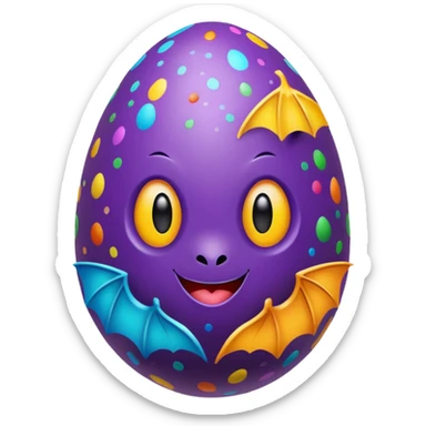 easter egg with bat sticker