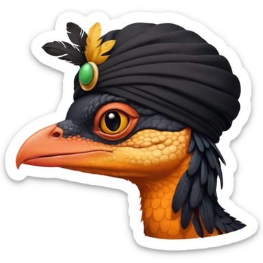 gecko mixed with a crow wearing a turban sticker