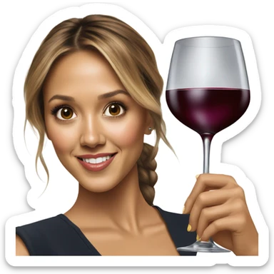 Photo Realistic Jessica alba with wine glass sticker