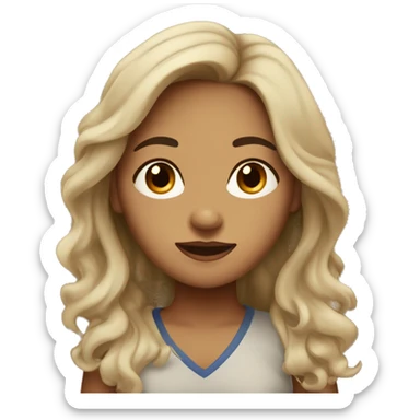 tan nepalese girl with dark brown eyes and dark brown wavy ish hair sticker