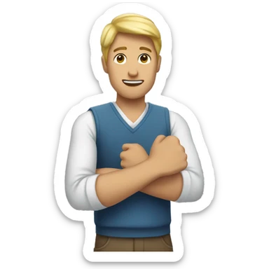 Man doing a V with his arms sticker