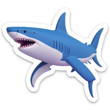 Edit the shark emoji in the smooth, cartoonish, 3D emoji style to be a dark moderate blue color. Remove legs and sneakers. The shark should be facing right with no background. sticker