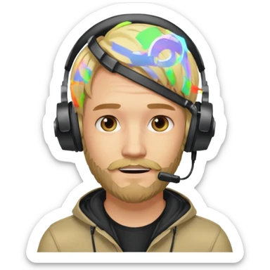 "Illustrate PewDiePie with blond hair, trimmed beard & gamer headset." sticker