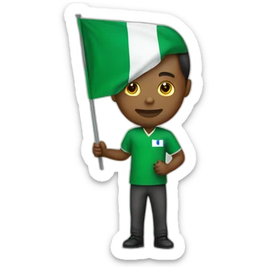 A man holding Nigeria flag sticker