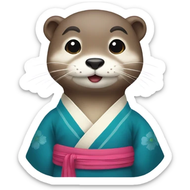 a otter face wearing traditional korean hanbok sticker