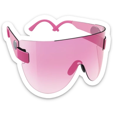 frameless pink tinted shield visor sunglasses, Y2K aesthetic, one-piece lens sticker