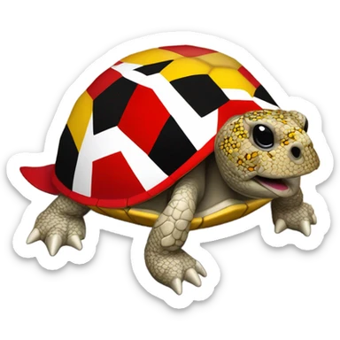 University of Maryland Mascot Testudo the terrapin, Red shell diamond back colors matching maryland flag red gold black yellow sticker