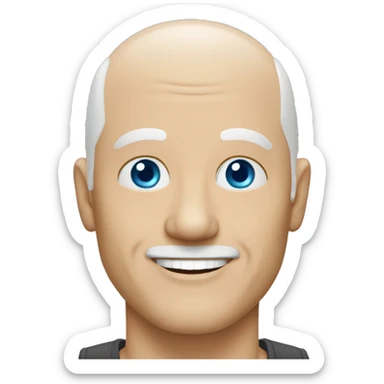 bald older white man blue eyes smiling  sticker