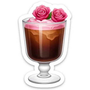 Cold brew coffee with mini roses pink red and small size mini glas cup sticker