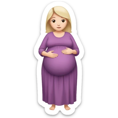 very heavily pregnant overdue woman with super  huge round belly sticker