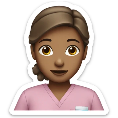 A girl with brown hair and blue eyes in scrubs  sticker
