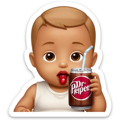 tan baby drinking dr peper sticker