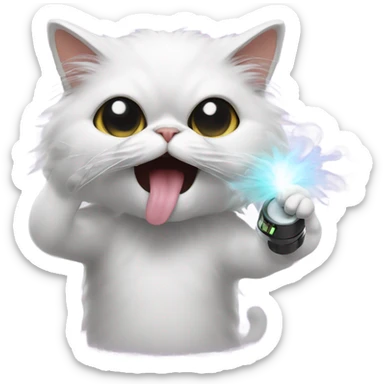 persian cat hitting a dab vape sticker