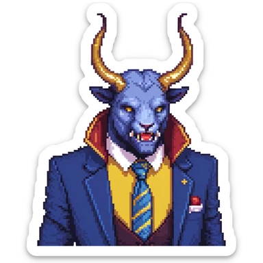 Beast from Beauty and the Beast with human lips and mouth, horns and blue formal clothes sticker